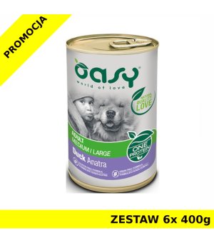 Oasy One Protein Adult mokra karma dla dorosłego psa - Kaczka ZESTAW 6x 400g