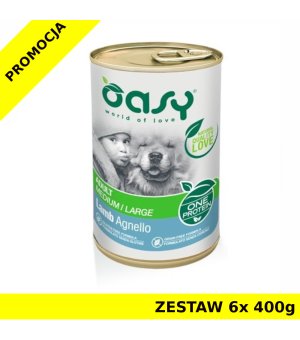 Oasy One Protein Adult mokra karma dla dorosłego psa - Jagnięcina  ZESTAW 6x 400g