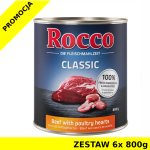 Karma mokra dla psa Rocco Classic Wołowina z Sercami Drobiowymi puszka ZESTAW 6x 800g