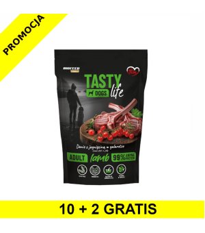10+2 GRATIS Tasty Dogs Life karma mokra dla psów dorosłych danie w galaretce Jagnięcina 500g saszetka