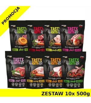 10x 500g Tasty Dogs Life karma mokra dla psów dorosłych danie w galaretce Mix smaków ZESTAW