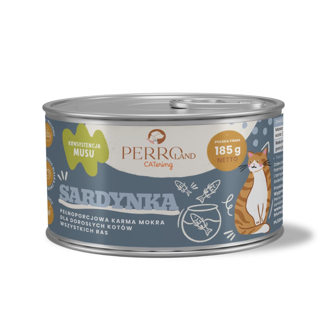 185g - Sardynki - PERROland CATering - karma mokra dla kotów dorosłych