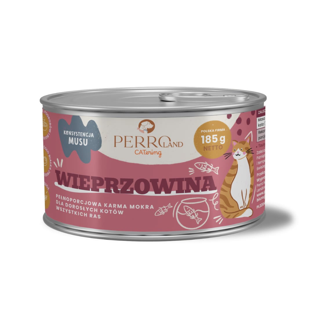 185g - Wieprzowina - PERROland CATering - karma mokra dla kotów dorosłych