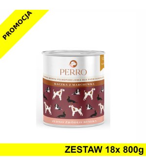 18x 800g - Kaczka z marchewką - Perro - karma mokra dla psów dorosłych - zestaw