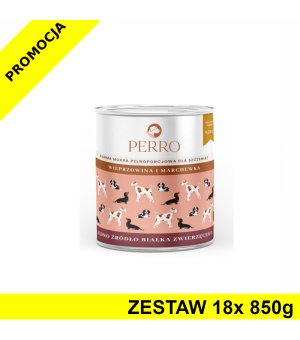 18x 850g - Wieprzowina z marchewką - szczenięta - Perro - karma mokra dla psa - zestaw