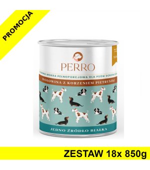 18x 850g - Wołowina z korzeniem pietruszki - Perro - karma mokra dla psów dorosłych - zestaw