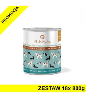 18x 800g - Wołowina z korzeniem pietruszki - Perro - karma mokra dla psów dorosłych - zestaw - NOWA FORMUŁA I NOWA GRAMATURA