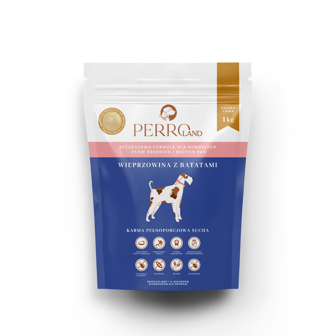 1kg - Wieprzowina z batatami - Perro - rasy średnie i duże - psy dorosłe - karma sucha