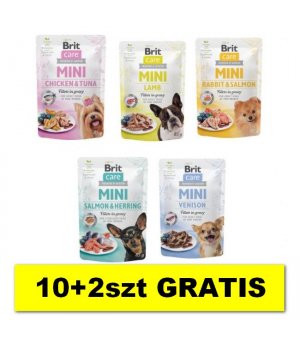 Karma mokra dla psa Brit Care mini pouch Adult 85g - zestaw próbny - 10+2szt GRATIS