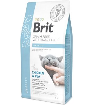 WYCOFANY Z OFERTY - Brit Veterinary Diet Obesity Chicken&Pea sucha karma dla kota - 5kg