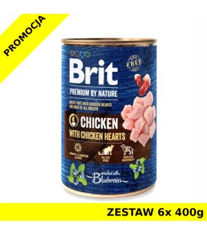  Karma mokra dla psa BRIT By Nature Chicken Hearts PUSZKA ZESTAW 6x 400G