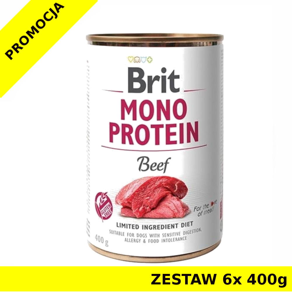 Zestaw Karma mokra dla psa Brit Care Mono Protein Beef zestaw 6x 400g NOWY SKŁAD