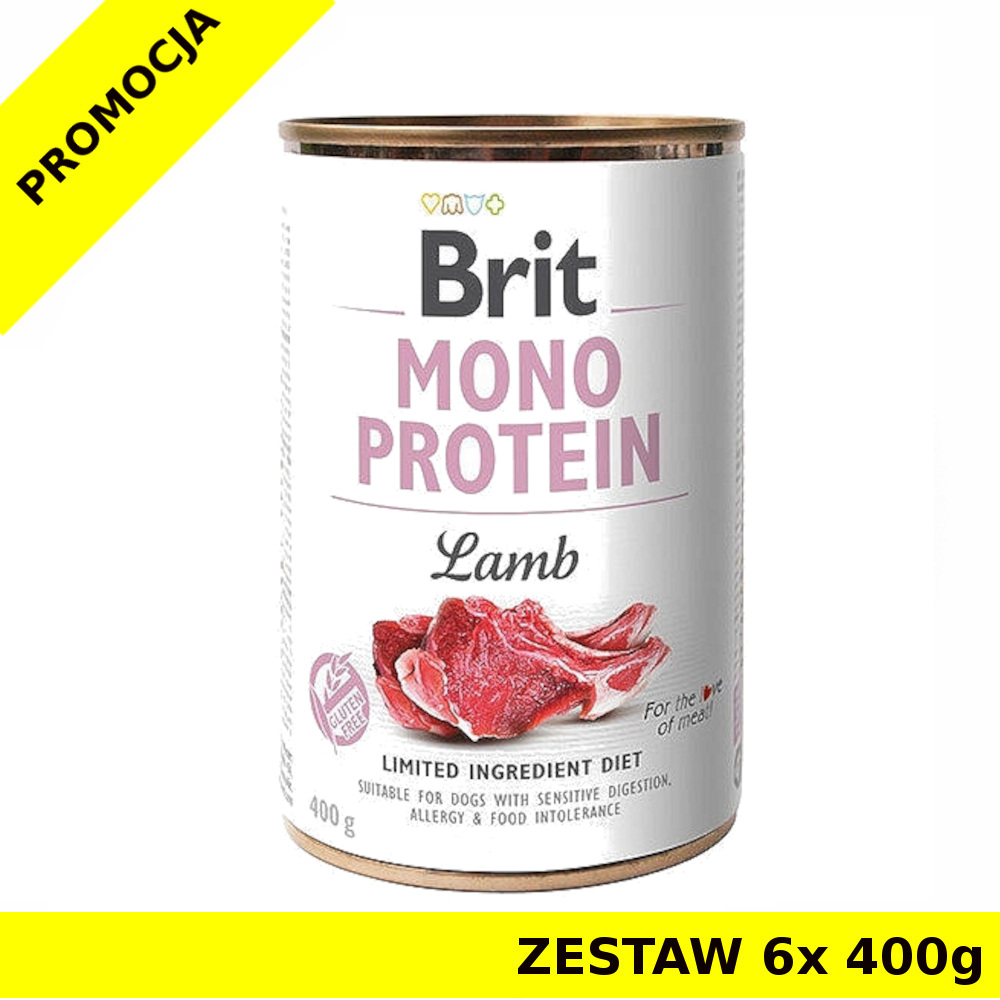 Karma mokra dla psa Brit Care Mono Protein Lamb ZESTAW 6x 400g NOWY SKŁAD