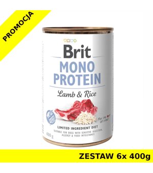 Karma mokra dla psa BRIT CARE MONO PROTEIN LAMB Rice PUSZKA ZESTAW 6x 400g NOWY SKŁAD