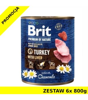 Karma mokra dla psa BRIT By Nature Turkey PUSZKA ZESTAW 6x 800g