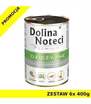 Karma mokra dla psa Dolina Noteci Dziczyzna puszka ZESTAW 6x 400g 