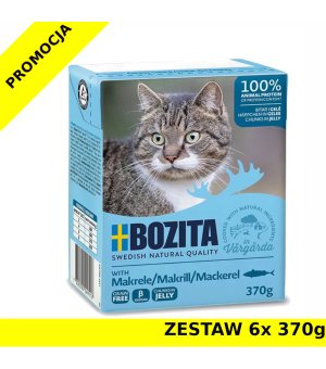 Karma mokra dla kota Bozita w galaretce z MAKRELĄ ZESTAW 6x 370g