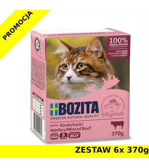 Karma mokra dla kota Bozita w galaretce z MIELONĄ  WOŁOWINĄ ZESTAW 6x 370g 