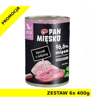 Karma mokra dla kociąt Pan Mięsko KITTEN - Kurczak z Cielęciną puszka  ZESTAW 6x 400g