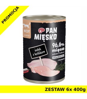 Karma mokra dla kota  Pan Mięsko KOT - Indyk z Królikiem puszka ZESTAW 6x 400g