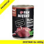 Karma mokra dla kota Pan Mięsko KOT - Wieprzowina z Jeleniem puszka ZESTAW 6x 400g