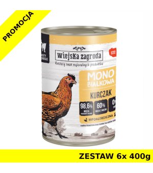 Karma mokra dla kota  Wiejska Zagroda Mono - Kurczak ZESTAW 6X 400g