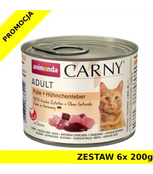Karma mokra dla kota Animonda Cat Carny INDYK, WĄTRÓBKI KURZE ZESTAW 6x 200g
