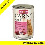 Karma mokra dla kota Animonda Cat Carny WOŁOWINA, INDYK, KREWETKI ZESTAW 6x  400g