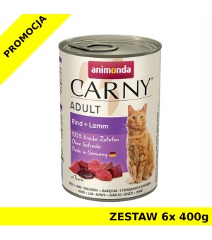 Karma mokra dla kota Animonda Cat Carny WOŁOWINA, JAGNIĘCINA ZESTAW 6x 400g