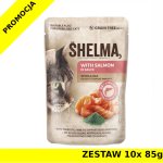 Karma mokra dla kota Shelma CAT łosoś ze spiruliną w sosie saszetka ZESTAW 10x 85g