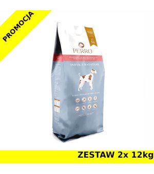 2x 12kg - Indyk z batatami - Perro - rasy średnie i duże - psy dorosłe - karma sucha - zestaw