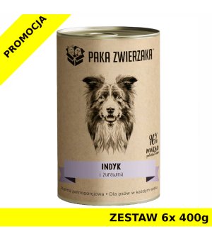 Karma Mokra Paka Zwierzaka - Indyk z żurawiną 400g - ZESTAW 6x 400g