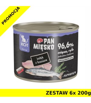 Karma mokra Pan Mięsko KITTEN - Indyk z Łososiem ZESTAW 6x 200g
