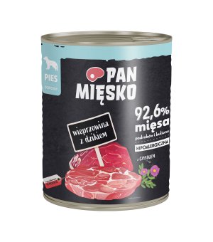 Karma mokra dla psa Pan Mięsko - Wieprzowina z Dzikiem 800g