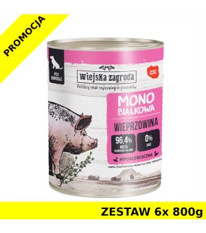 Karma mokra dla psa Mono Wiejska Zagroda - Wieprzowina ZESTAW 6x 800g