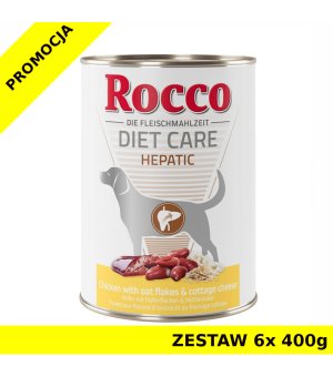 Rocco Diet Care Hepatic kurczak z płatkami owsianymi i twarogiem ZESTAW 6x 400g