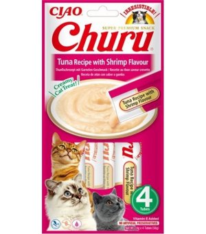 INABA Cat Churu krem tuńczyk z krewetkami 4x14g