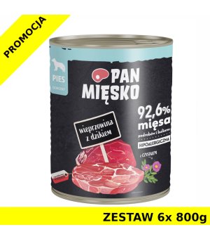 Karma mokra dla psa Pan Mięsko - Wieprzowina z Dzikiem ZESTAW 6x 800g