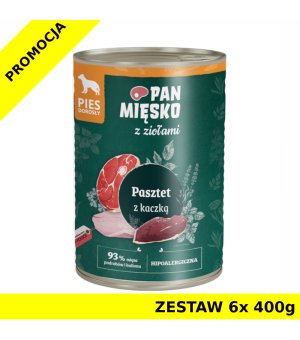 Karma mokra dla psa Pan Mięsko pasztet z kaczką ZESTAW 6x 400g