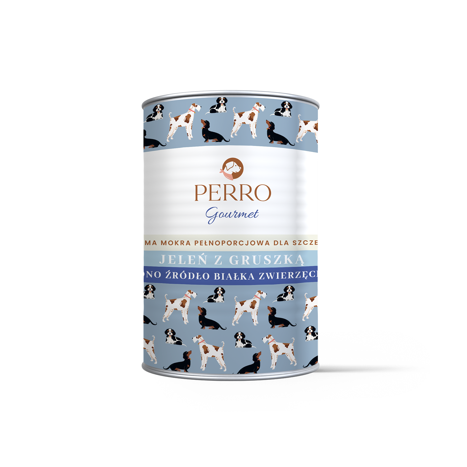 400g - Jeleń z gruszką - szczenięta - Perro Gourmet - karma mokra dla psa - puszka