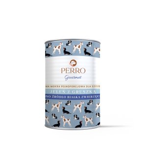 400g - Jeleń z gruszką - szczenięta - Perro Gourmet - karma mokra dla psa - puszka