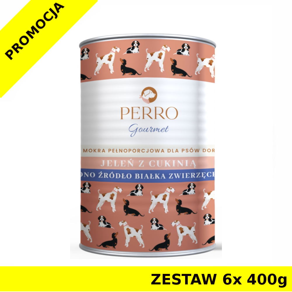 6x 400g - Jeleń z cukinią - Perro Gourmet - karma mokra dla psa dorosłego - zestaw