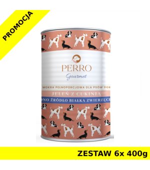 6x 400g - Jeleń z cukinią - Perro Gourmet -  karma mokra dla psa dorosłego - zestaw