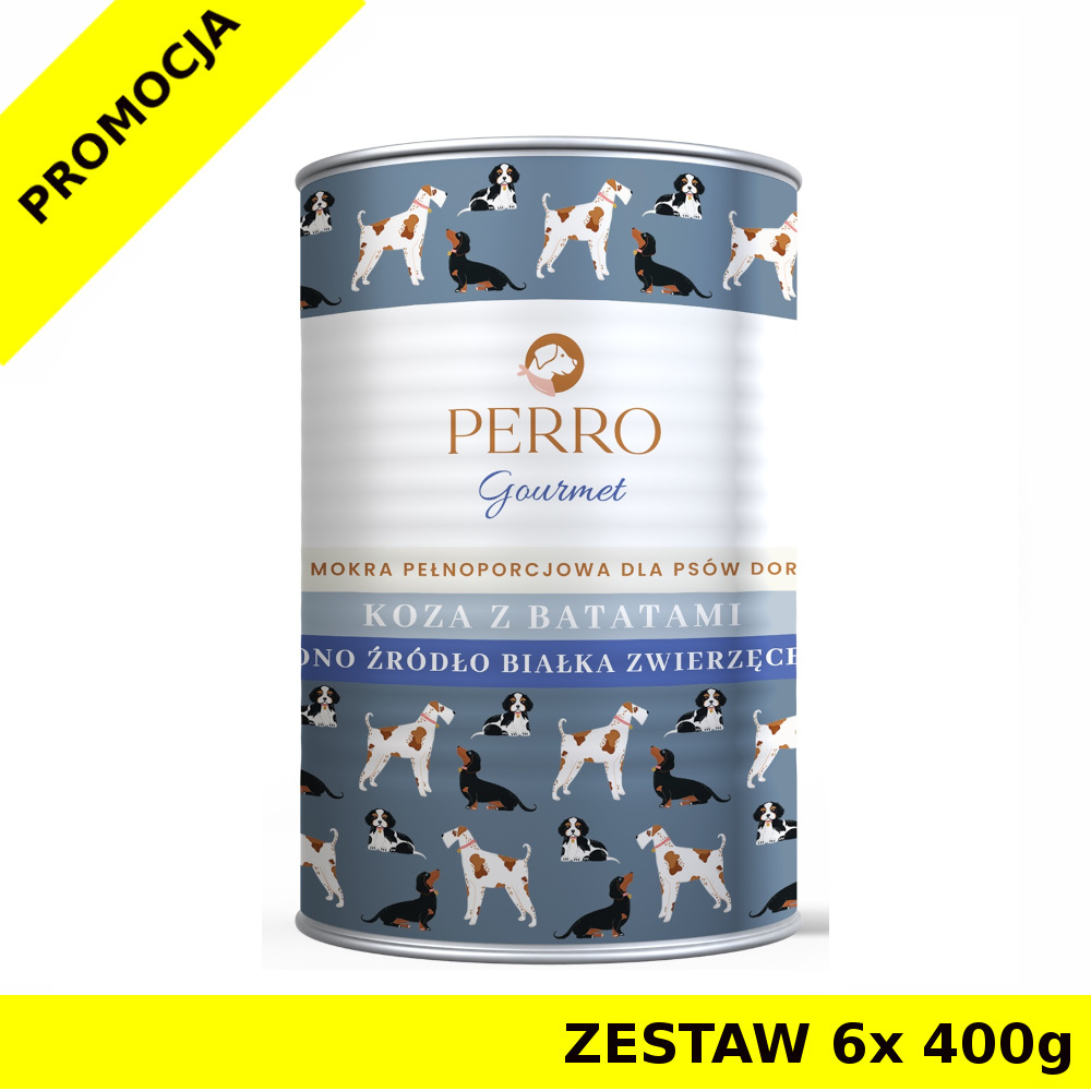 6x 400g - Koza z batatem - Perro Gourmet - karma mokra dla psa dorosłego - zestaw