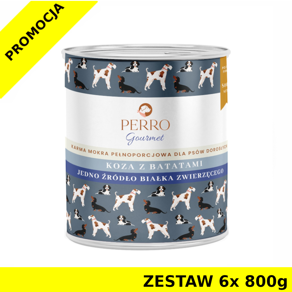 6x 800g - Koza z batatem - Perro Gourmet - karma mokra dla psa dorosłego - zestaw