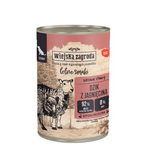 Karma mokra dla psa Wiejska Zagroda Leśne Smaki - Dzik z Jagnięcina dla seniorów 400g