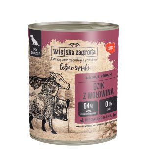 Karma mokra dla psa Wiejska Zagroda Leśne Smaki - Dzik z Wołowiną 800g
