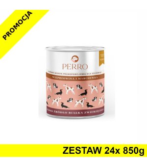 24x 850g - Wieprzowina z marchewką - szczenięta - Perro - karma mokra dla psa - zestaw