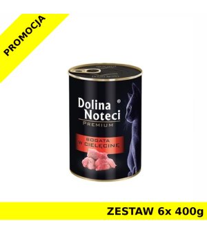 Dolina Noteci karma mokra dla kota bogata w Cielęcinę ZESTAW 6x 400g