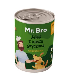 Mr. Bro karma mokra dla psów dorosłych Jeleń z Kaszą Gryczaną 400g 